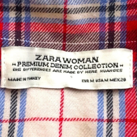Zara oversized red and white checked crop top - Picture 4 of 10